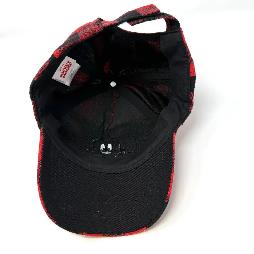 Disney Mickey Mouse 3D Flannel Buffalo Check Plaid Toddler Hat One Size